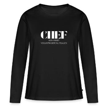 Le patron dit responsabilité - T-shirt manches longues Premium bio Femme - noir - Devant - Julia (174cm)