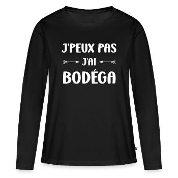 J'peux pas j'ai bodéga - T-shirt manches longues Premium bio Femme - noir - Devant - Julia (174cm)