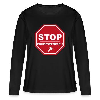 stop hammertime - T-shirt manches longues Premium bio Femme - noir - Devant - Julia (174cm)