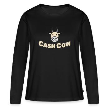 CASH COW - Frauen Premium Bio Langarmshirt - Schwarz - Vorne - Julia (174cm)