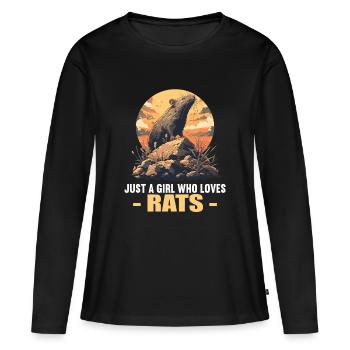 Rat Rat - T-shirt manches longues Premium bio Femme - noir - Devant - Julia (174cm)