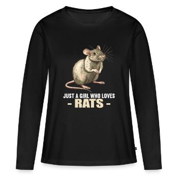 Rat Rat - T-shirt manches longues Premium bio Femme - noir - Devant - Julia (174cm)