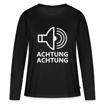 Attention Lettres-pages d’attention - T-shirt manches longues Premium bio Femme - noir - Devant - Julia (174cm)
