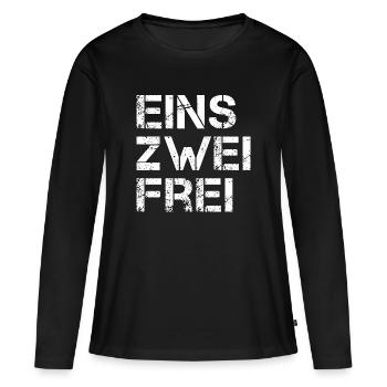 Un Deux Gratuit - T-shirt manches longues Premium bio Femme - noir - Devant - Julia (174cm)