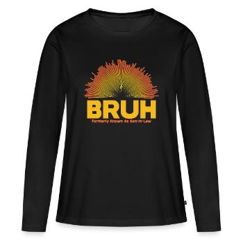Bruh Sunburst Logo - Gendre - T-shirt manches longues Premium bio Femme - noir - Devant - Julia (174cm)
