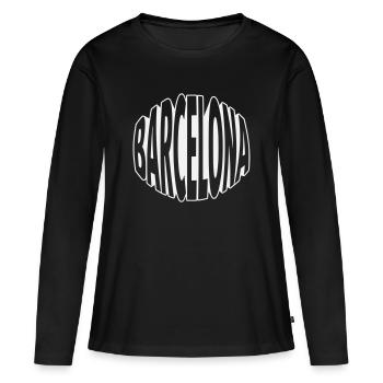 Lettrage ovale de Barcelone - T-shirt manches longues Premium bio Femme - noir - Devant - Julia (174cm)