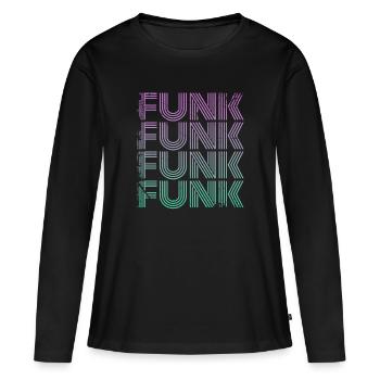 Funk Vintage - T-shirt manches longues Premium bio Femme - noir - Devant - Julia (174cm)