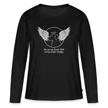 Ange labrador dans le paradis du chien en deuil Adieu - T-shirt manches longues Premium bio Femme - noir - Devant - Julia (174cm)