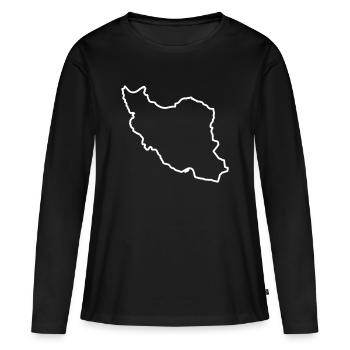 Silhouette de la carte de l’Iran Perse - T-shirt manches longues Premium bio Femme - noir - Devant - Julia (174cm)