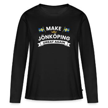 Jönköping City Crest Flag - Frauen Premium Bio Langarmshirt - Schwarz - Vorne - Julia (174cm)