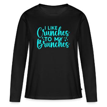 Motivation fitness Bodybuilder comme les crunchs - T-shirt manches longues Premium bio Femme - noir - Devant - Julia (174cm)