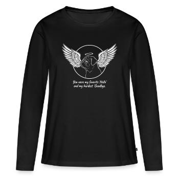 Pug Dog Nuage Ailes d’Ange Adieu Deuil - T-shirt manches longues Premium bio Femme - noir - Devant - Julia (174cm)