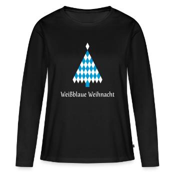 Noël blanc-bleu - T-shirt manches longues Premium bio Femme - noir - Devant - Julia (174cm)