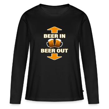 BEER IN - BEER OUT - Frauen Premium Bio Langarmshirt - Schwarz - Vorne - Julia (174cm)