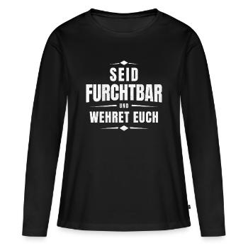 Sois terrible et défends-toi - Bible Verse Remix - T-shirt manches longues Premium bio Femme - noir - Devant - Julia (174cm)