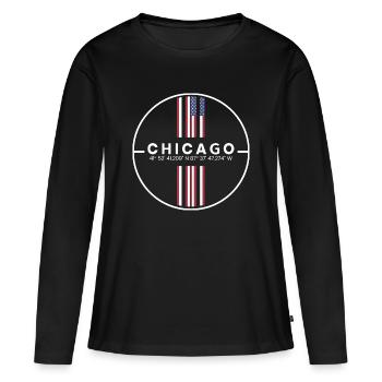 Coordonnées de Chicago - T-shirt manches longues Premium bio Femme - noir - Devant - Julia (174cm)