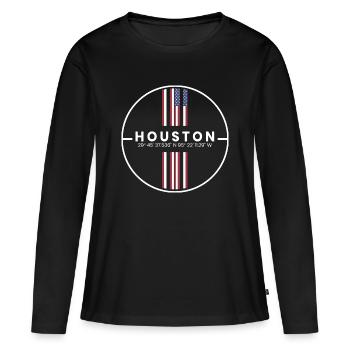 Coordonnées de Houston - T-shirt manches longues Premium bio Femme - noir - Devant - Julia (174cm)