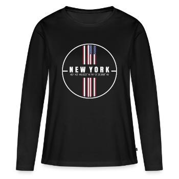 Coordonnées de New York - T-shirt manches longues Premium bio Femme - noir - Devant - Julia (174cm)