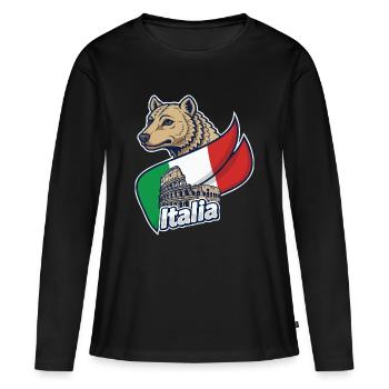 Loup italien avec Colisée - T-shirt manches longues Premium bio Femme - noir - Devant - Julia (174cm)