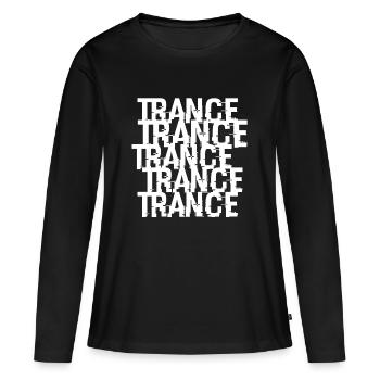 Trance-Typographisches Muster - Frauen Premium Bio Langarmshirt - Schwarz - Vorne - Julia (174cm)