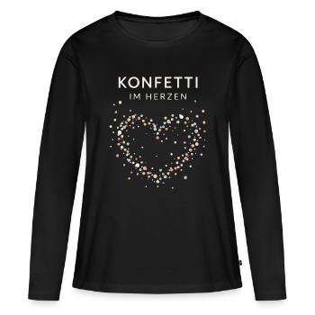 Confetti in the Heart – Minimalist Statement - Women's Premium Organic Long Sleeve Shirt - black - Front - Julia (174cm)
