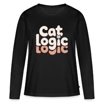Cat Logic Funny Cat Saying for - Women's Premium Organic Long Sleeve Shirt - black - Front - Julia (174cm)