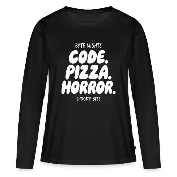 Byte Nights: Code Pizza Horror - Women's Premium Organic Long Sleeve Shirt - black - Front - Julia (174cm)