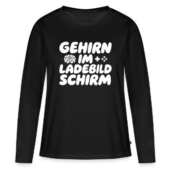 Cerveau sur l’écran de chargement - T-shirt manches longues Premium bio Femme - noir - Devant - Julia (174cm)