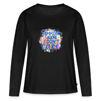 Alerte spoiler : je m’en fiche - T-shirt manches longues Premium bio Femme - noir - Devant - Julia (174cm)