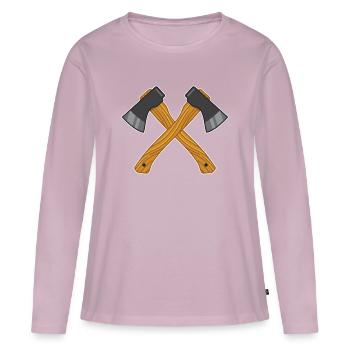 Axes croisés - T-shirt manches longues Premium bio Femme - rose poudré - Devant - Julia (174cm)