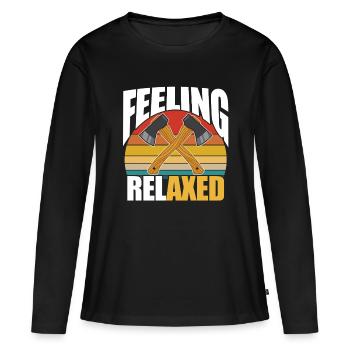 Se sentir détendu - T-shirt manches longues Premium bio Femme - noir - Devant - Julia (174cm)
