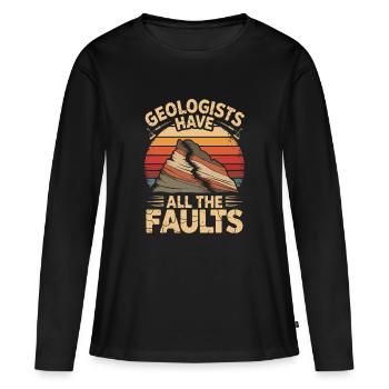 Les géologues ont toutes les failles, géologie étrange - T-shirt manches longues Premium bio Femme - noir - Devant - Julia (174cm)