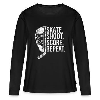 Répétition du score de tir au skate - T-shirt manches longues Premium bio Femme - noir - Devant - Julia (174cm)