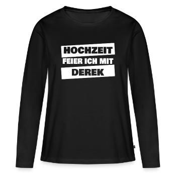 JGA Derek - Frauen Premium Bio Langarmshirt - Schwarz - Vorne - Julia (174cm)
