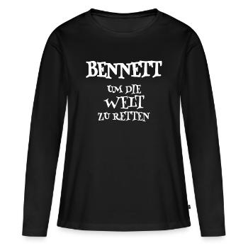 Sauveur Bennett - T-shirt manches longues Premium bio Femme - noir - Devant - Julia (174cm)
