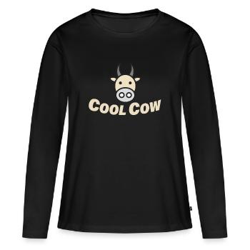 VACHE FRAÎCHE - T-shirt manches longues Premium bio Femme - noir - Devant - Julia (174cm)
