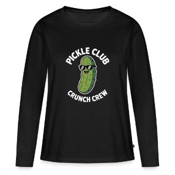 Pickle Club Crunch Team, humour de concombre - T-shirt manches longues Premium bio Femme - noir - Devant - Julia (174cm)