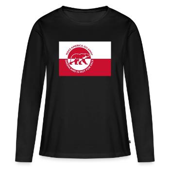 Groenland - Faire disparaître l’Amérique (Édition drapeau) - T-shirt manches longues Premium bio Femme - noir - Devant - Julia (174cm)