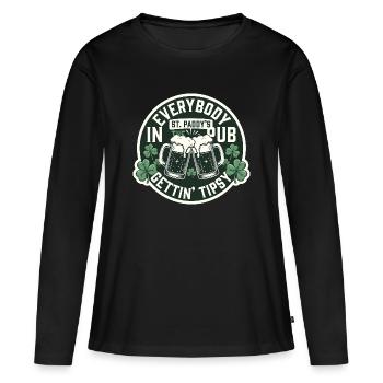 Alle werden beschwipst St. Patrick's Pub - Frauen Premium Bio Langarmshirt - Schwarz - Vorne - Julia (174cm)