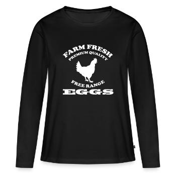 Oeuf - T-shirt manches longues Premium bio Femme - noir - Devant - Julia (174cm)