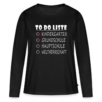 Cadeau d’adieu pour enseignants au secondaire - T-shirt manches longues Premium bio Femme - noir - Devant - Julia (174cm)
