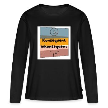 Contraste de couleur constamment incohérent - T-shirt manches longues Premium bio Femme - noir - Devant - Julia (174cm)