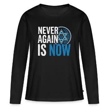 Holocaust Remembrance with Star of David - Women's Premium Organic Long Sleeve Shirt - black - Front - Julia (174cm)