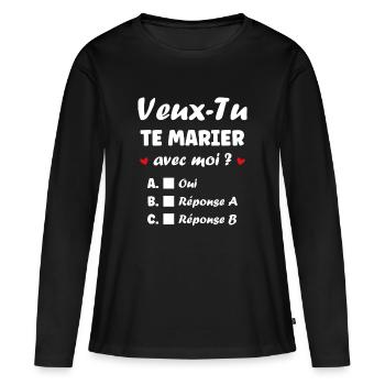 Interactive Wedding Proposal - Women's Premium Organic Long Sleeve Shirt - black - Front - Julia (174cm)