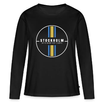Coordonnées de Stockholm - T-shirt manches longues Premium bio Femme - noir - Devant - Julia (174cm)