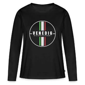 Coordonnées Venise - T-shirt manches longues Premium bio Femme - noir - Devant - Julia (174cm)