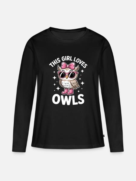Eule Sprüche Eulen Lustiges Eulen Geschenk - Frauen Premium Bio Langarmshirt - Schwarz