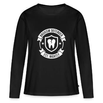Bruxism Defender Dents Grincement de dents chaque soir - T-shirt manches longues Premium bio Femme - noir - Devant - Julia (174cm)