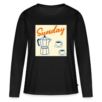 Sunday Coffee Couple - Women's Premium Organic Long Sleeve Shirt - black - Front - Julia (174cm)