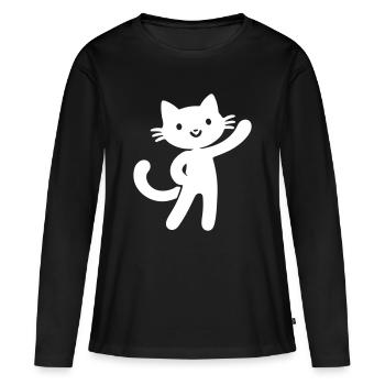 Katze Niedlich - Frauen Premium Bio Langarmshirt - Schwarz - Vorne - Julia (174cm)